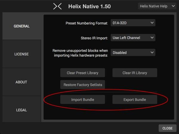 Transfer to or from Helix hardware (for Helix device/hx Edit application owners) - With a Helix device connected, you can drag a preset directly from Helix Native plug-in's Presets panel and drop