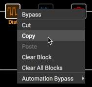 Cutting, Copying, Pasting & Clearing Blocks It is possible to Cut, Copy, Paste or Clear any individual Amp or FX block, or Clear All Blocks, within the current instance of the plug-in.