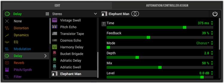 Editing Model Parameters Once added to your tone, simply click on any block within the Signal Flow to select it and you'll see the model category and type highlighted in the Model Browser, with its