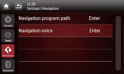 Adjust Navigation settings Adjust Bluetooth settings English [Navigation Program Path]: Tap [Enter] to access the Navigation Program Path mode.