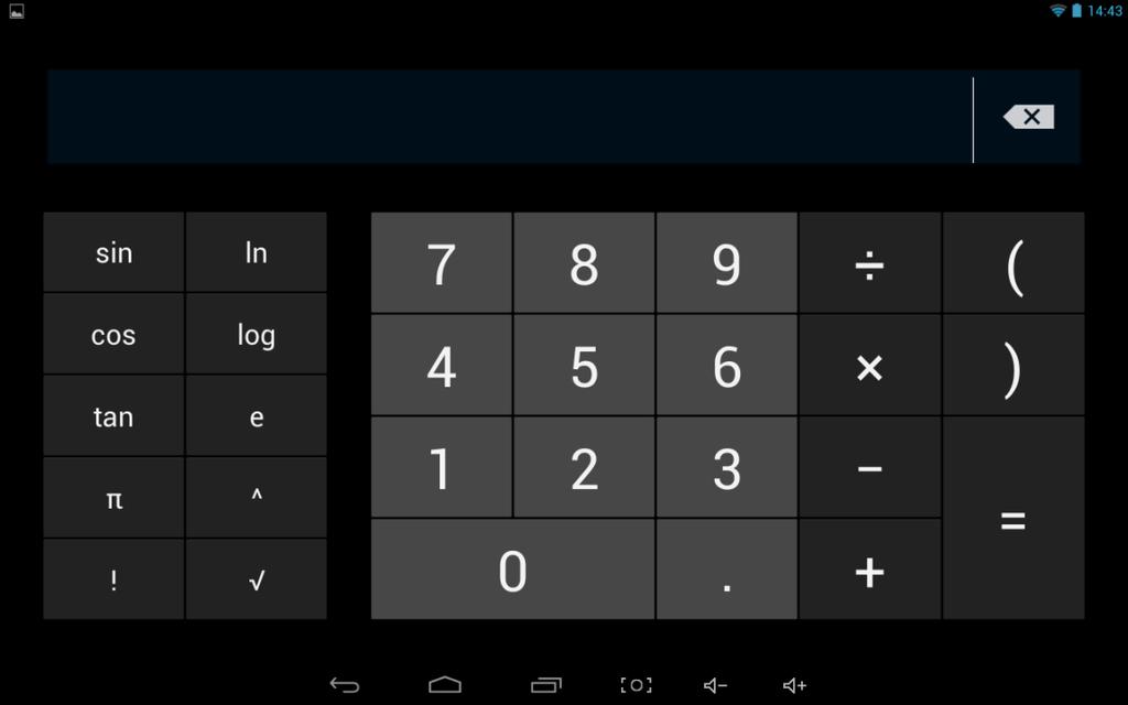 Calculator To perform mathematical calculation directly on tablet by tap numbers and symbols.