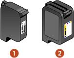 print cartridges The following print cartridges can be used with the printer: black print cartridge tri-color print cartridge 1. black print cartridge 2.