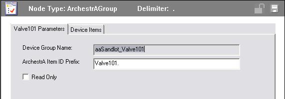 PV, and the ArchestrAGroup object has the item prefix Tank101. in the Item Prefix field, the client would only need to call the item as InletValve210.PV instead of having to write the entire address.