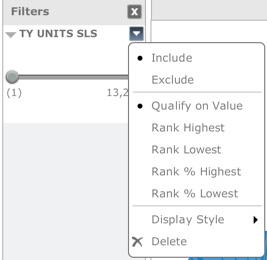 Editing a Visualization Filtering Dataset Objects Even after the Dashboard is created, it s still possible to apply filters to further refine the dashboard. 1. Click Show in the tool bar. 2.