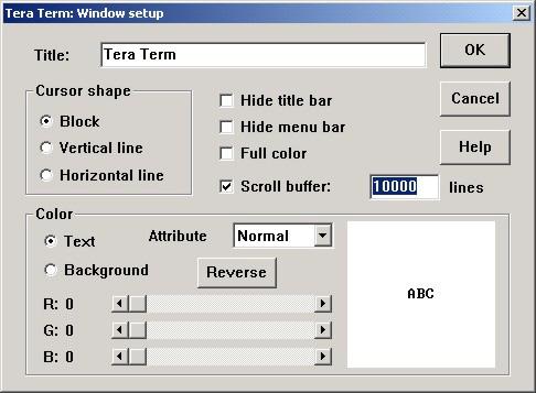 8. From the menu bar, select Setup > Window. 9.