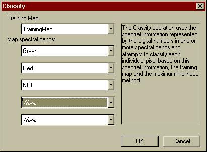 of the multi-spectral images based on the classes that you specified in training map layer: If you were to perform this operation from the Script window the statement would be: "LandCover" = Classify