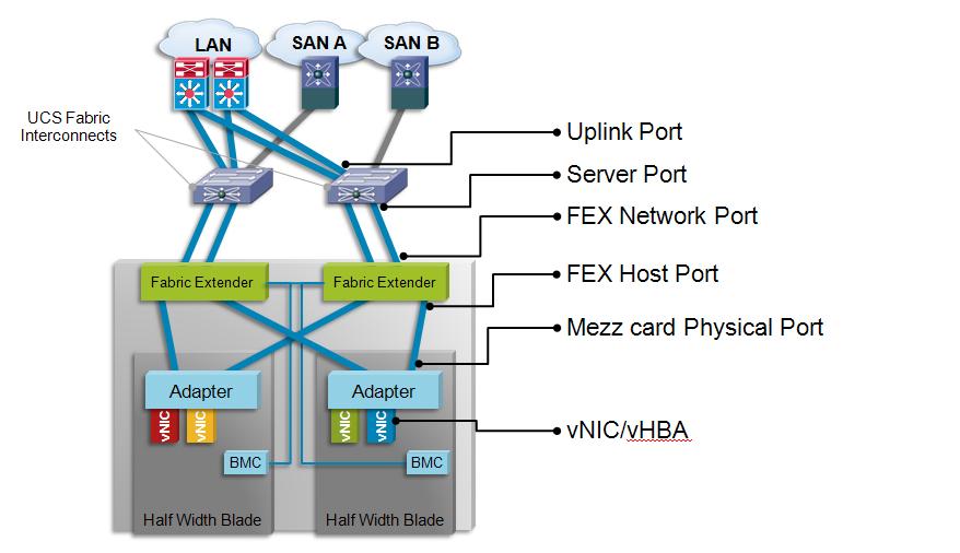 Connectivity Components and LAN UCS Ports Defined UCSM NXOS IO Module IO Module BIF