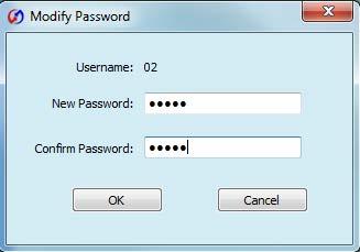 2. Enter the new password. 3. Click OK to finish the password modification.