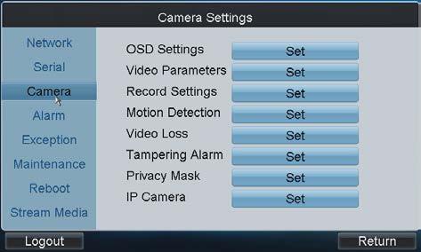 Configuring Video Display On the Video Display interface, you can select the camera name for
