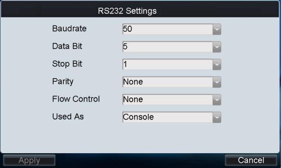 You can set the RS232 port and RS485 parameters. 4.2.3 Output Settings You can configure parameters for the display of decoded output video on monitor. 1.