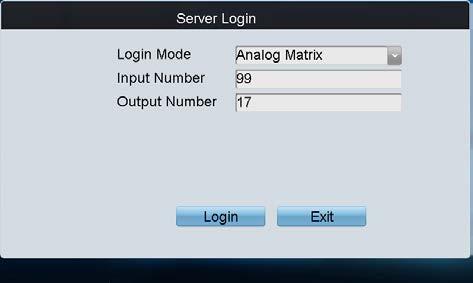 6.2 Control of Analog Matrix 6.2.1 Login Before you start: Make sure the analog matrix has been correctly connected to the keyboard before operation. 1.