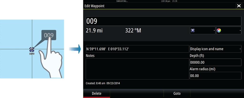 Edit a waypoint You can edit all information about a waypoint from the Edit Waypoint dialog.