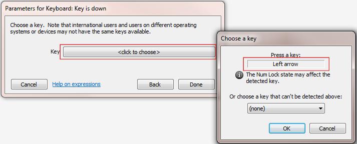 In the Parameters window that appears, click the click to choose button next to Key to bring up the Choose a key window.