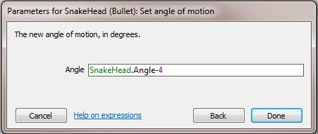 This expression will give the current angle of the snake head.