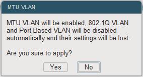 Select the desired uplink port from the drop-down list. Click Apply. MTU VLAN Status Enable or disable the MTU VLAN mode.