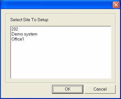 4-4. Remote Setup : Allow user to change the configuration of DiViS DVR System from DiViS Net. The following screen will allow the user to select the site.
