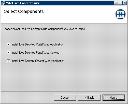 3. Select Components page.