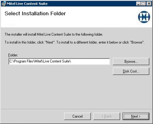 4. Select Installation Folder page.