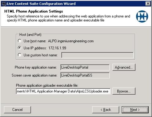 11. Phone Applications page. Specify how you want the phone to address the web application host specified in Step 3.