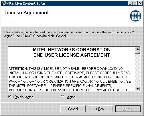 2. License Agreement page.
