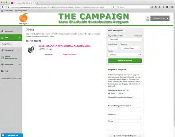 Simply enter your search criteria in the Find a Nonprofit box on the right side of your screen.