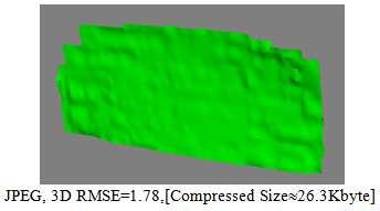 JPEG algorithm degrades the surface at compressed size 27 KB, JPEG