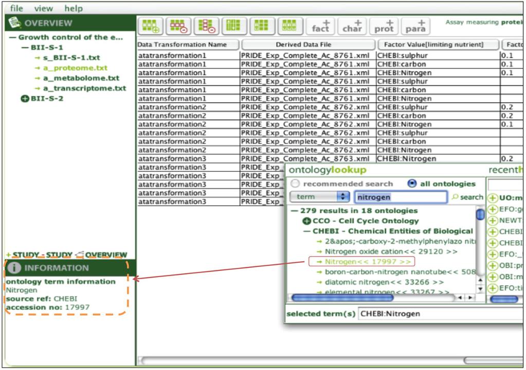Page 6 of 10 Figure 4 ISACreator ISACreator allows data annotators to dynamically select ontology terms for use in annotation tasks.
