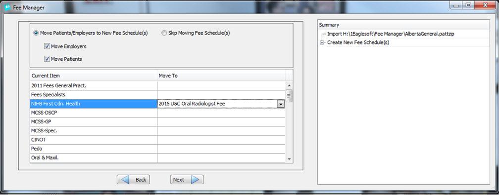 Select the checkbox next the Fee Schedule name to create a new Fee Schedule. You can rename the Fee Schedule by selecting the name field and entering a new name.