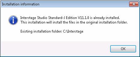 Exit Button Ends Interstage Studio installation. Outline 3. The [Installation information] window is displayed Click the [OK] button. 4.