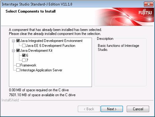 In the [Select Components to Install] window, change the current installation configuration. - Unchecked function: The function will be uninstalled.