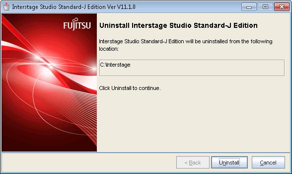 2. From [Software Name], select [Interstage Studio Standard-J Edition] and click [Remove]. The following window is displayed.