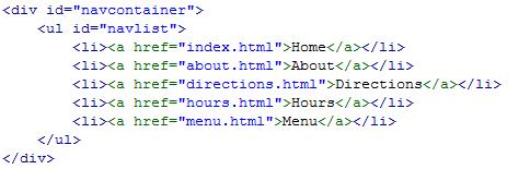 Your CSS code for the navigation bar should look like this: Next, you will change the links. 15. Switch back to the source code for the HTML page and modify the code for the links.