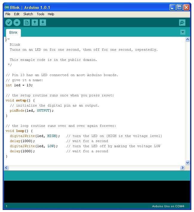 When the sketch window opens, enlarge it so that you can see the whole of the sketch in the window. The example sketches included with the Arduino IDE are 'read-only'.