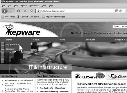 05. Launch License Management Tools In an internet browser, navigate to www.kepware.com/mykepware. This will bring you to the My Kepware Portal.