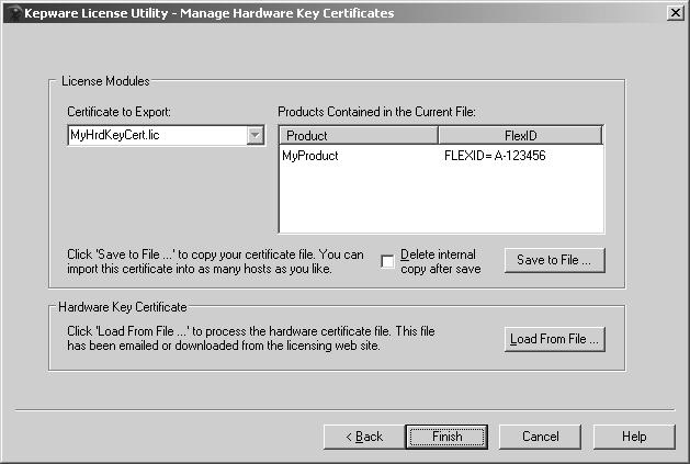 04. Using the Hardware Key Certificate File on Multiple Machines Before the hardware key may be used on another machine, a copy of the hardware key certificate file must be located.