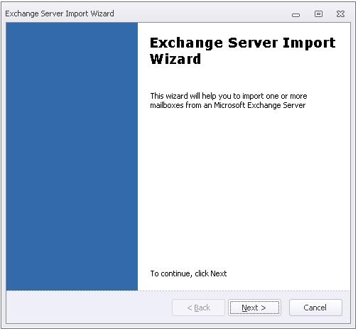 4.3.3.4 Import from MS-Exchange Server Choose this option to import mailboxes from an MS Exchange Server.