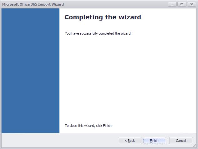 Image: Finish the Wizard Finishing the wizard will setup a task for each mailbox.