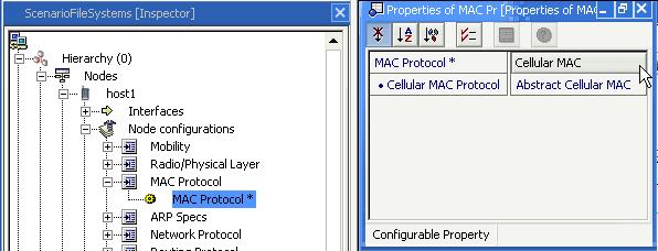 Protocol > MAC Protocol. From the configurable property window, set MAC Protocol to Cellular MAC as shown in Figure 5.