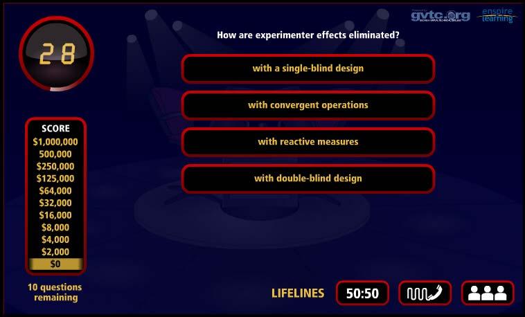 About this Application The Who Wants to be? application allows you to create a game similar to the Who Wants to be a Millionaire game on television.