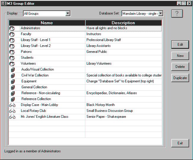 Group Editor Group Editor OVERVIEW M3 Group Editor enables the librarian to create, customize, and modify the group permissions required to gain access to M3 functions.