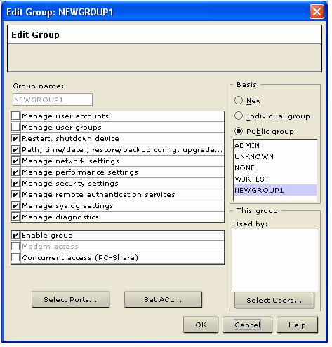 50 DOMINION KX USER GUIDE Figure 49 Edit Group Window 2. Type a name for the new user group, or edit the name for an existing user group in the Group Name field. 3.