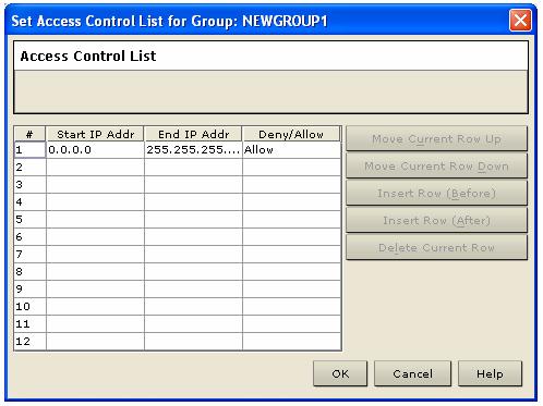 Select Ports Click this button to specify which server ports can be accessed by users who belong to this group.