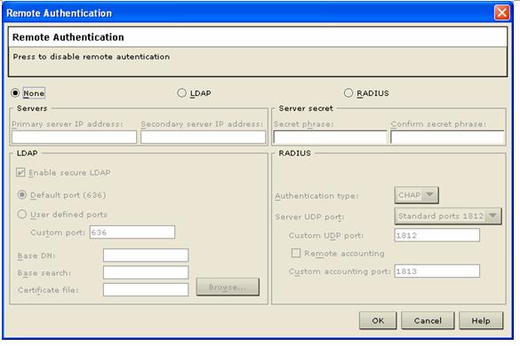 56 DOMINION KX USER GUIDE General Settings for Remote Authentication 1. On the Setup menu, click Security, and then click Remote Authentication to configure KX101 unit for remote authentication.
