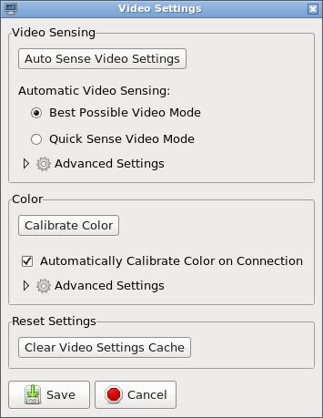 Chapter 5: Using the KVM Client Video Settings Click to open the Video Settings dialog.