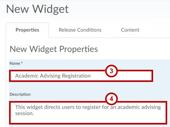 3. Enter a Name for the widget (See Figure 25). 4. Enter a Description (See Figure 25). Figure 25 - Widget Name and Description 5.