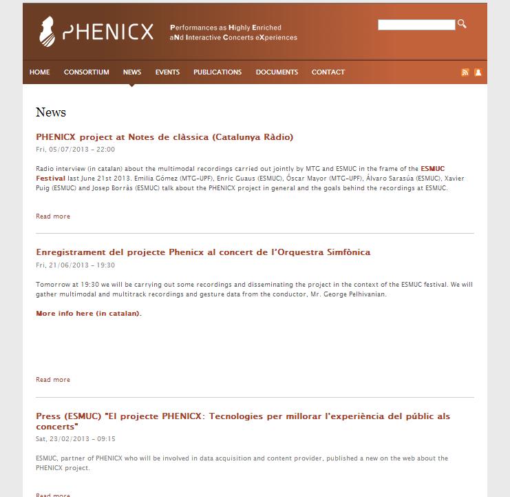 4.1.3 News This section includes all news related to the PHENICX project activities, press