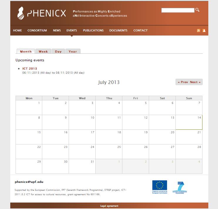4.1.4 Events This section includes a calendar with all project activities together