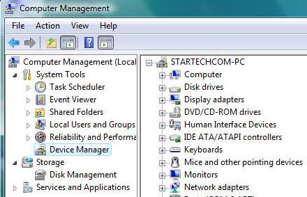 In the new Computer Management window, select Device Manager from the left window panel.