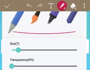 Select the desired tool from the toolbar (Pen type, Color, and Eraser).