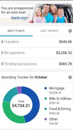 The Budgets widget allows you to monitor and understand your earning and spending patterns.